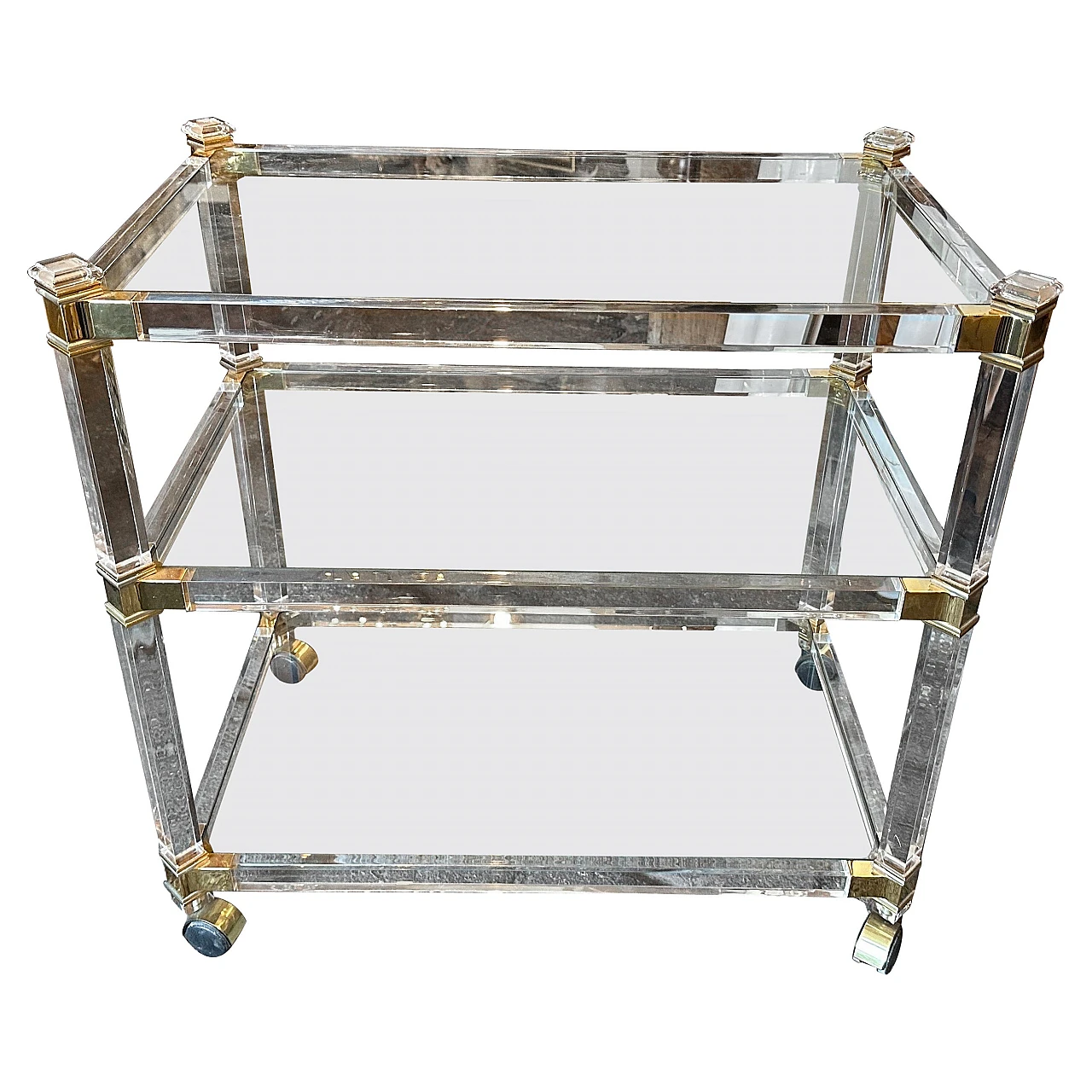 Lucite and brass bar trolley by Fratelli Orsenigo, 1980s 1
