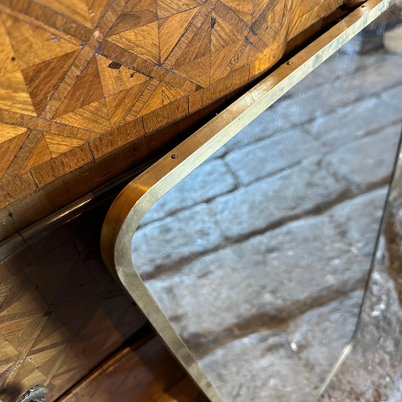 Brass wall mirror in the style of Gio Ponti, 1950s 9