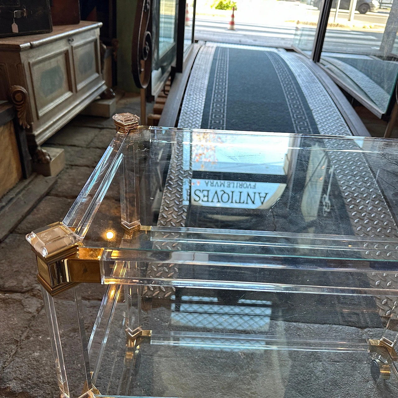 Lucite and brass bar trolley by Fratelli Orsenigo, 1980s 6