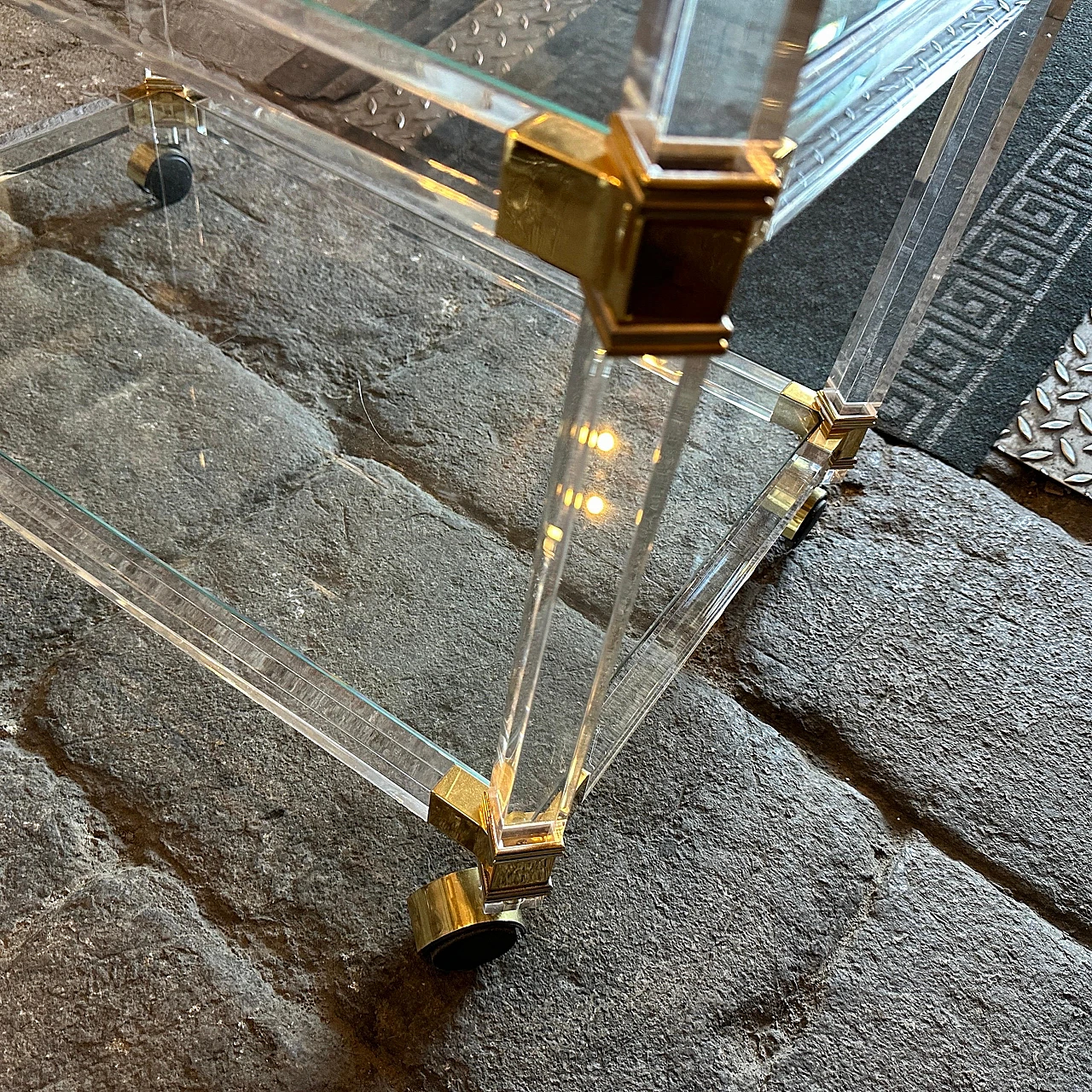 Lucite and brass bar trolley by Fratelli Orsenigo, 1980s 8