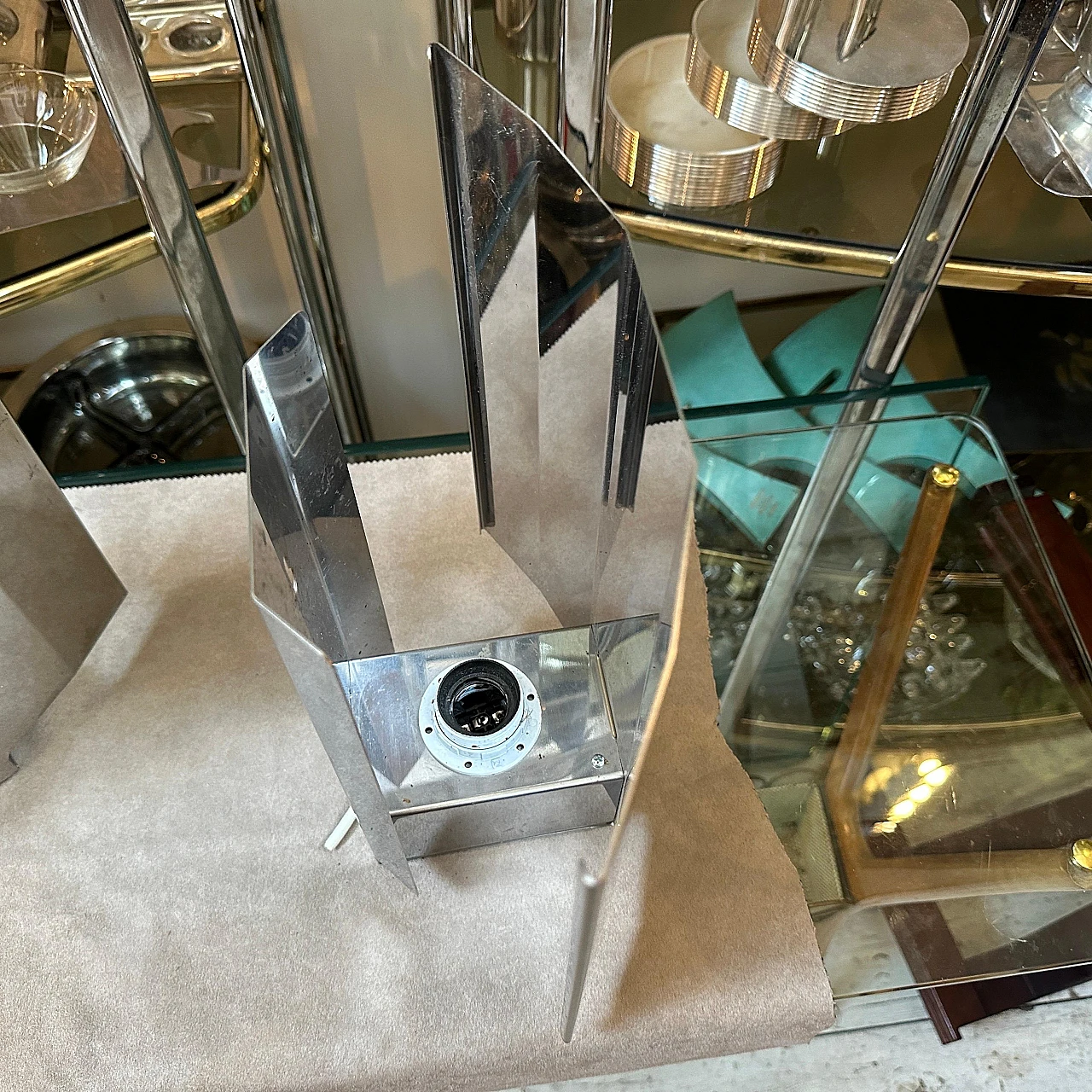 Coppia di applique in acciaio, anni '80 4