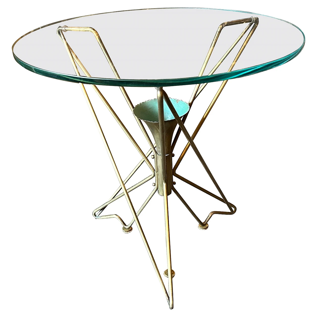 Round solid brass coffee table attributed to Gio Ponti, 1950s 1