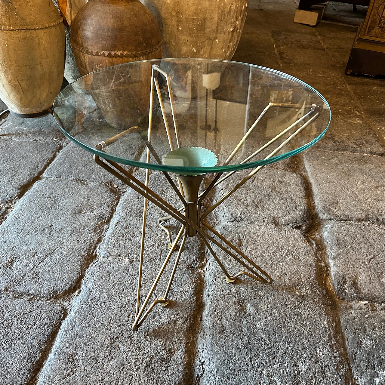 Round solid brass coffee table attributed to Gio Ponti, 1950s 3