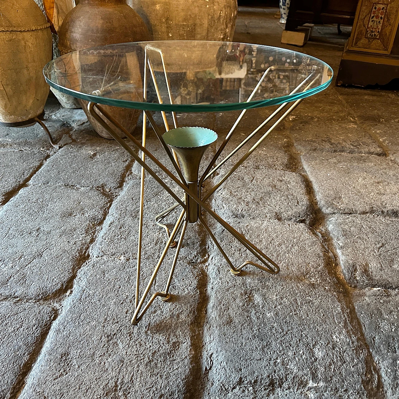 Round solid brass coffee table attributed to Gio Ponti, 1950s 5