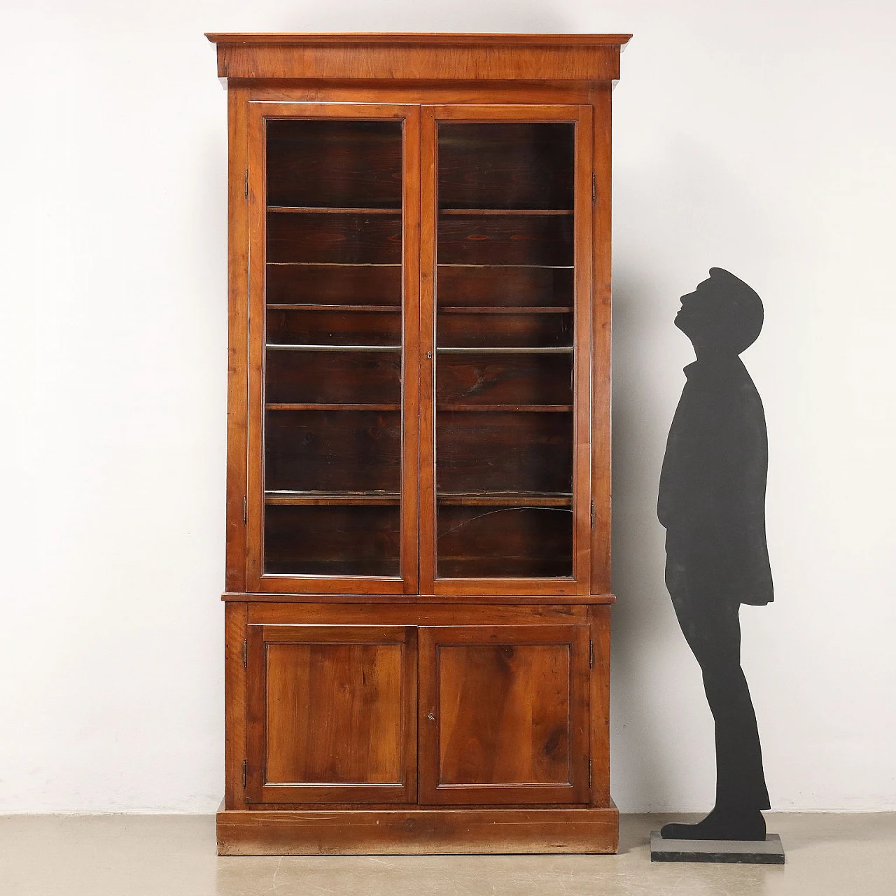 Two-body bookcase in mahognay, glass & brass, 19th century 2