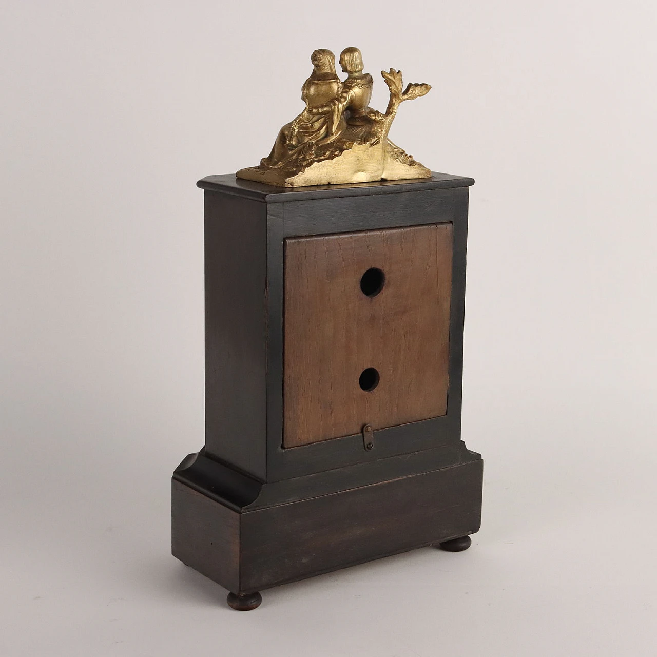 Orologio in legno con inserti in ottone e madre perla, '800 8