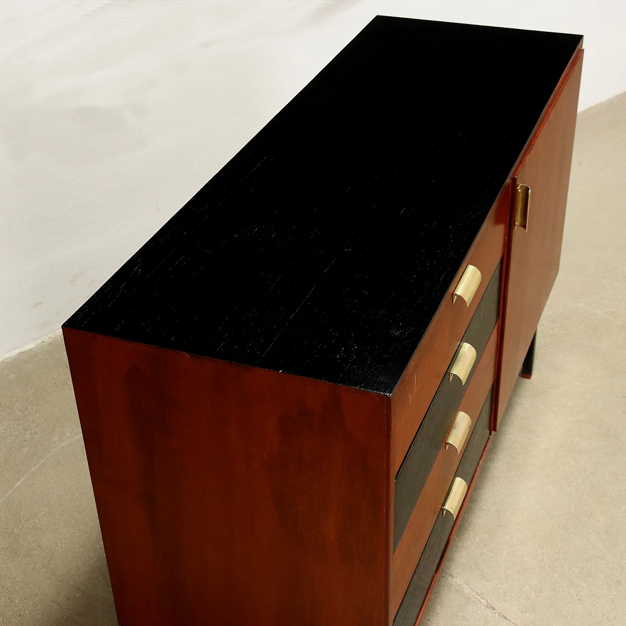 Sideboard in teak veneer and ebonised wood, 1960s 2