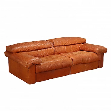 Erasmo leather sofa by Afra e Tobia Scarpa for B&B, 1970s