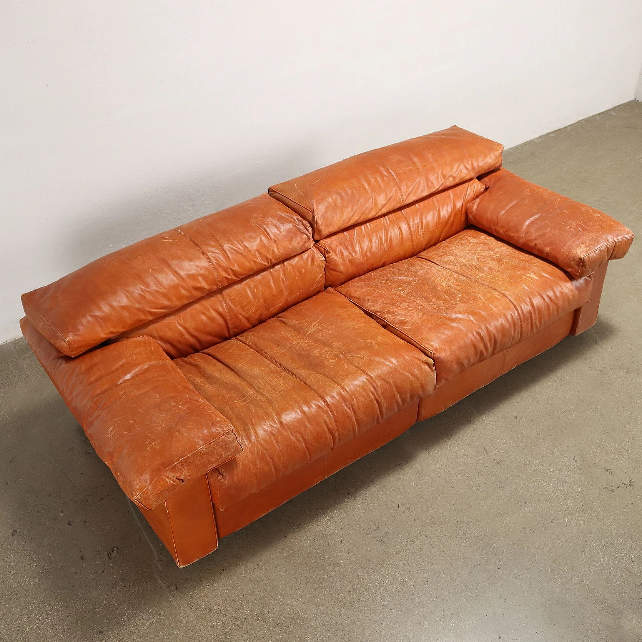 Erasmo leather sofa by Afra e Tobia Scarpa for B&B, 1970s 7
