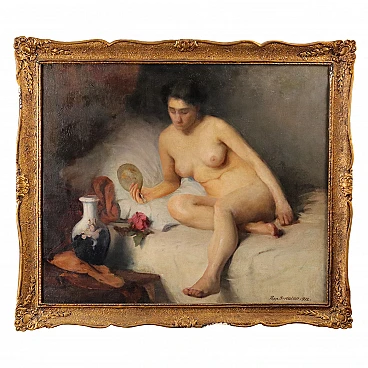 Papp Bertalan, female nude, oil on canvas, 1912