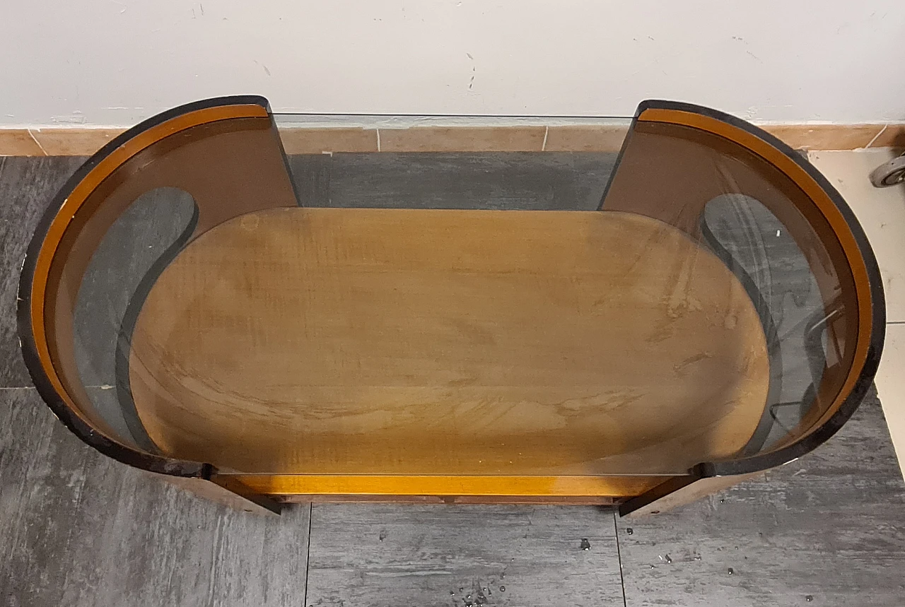 Tavolino in legno e vetro nello stile di Joe Colombo, anni '70 6