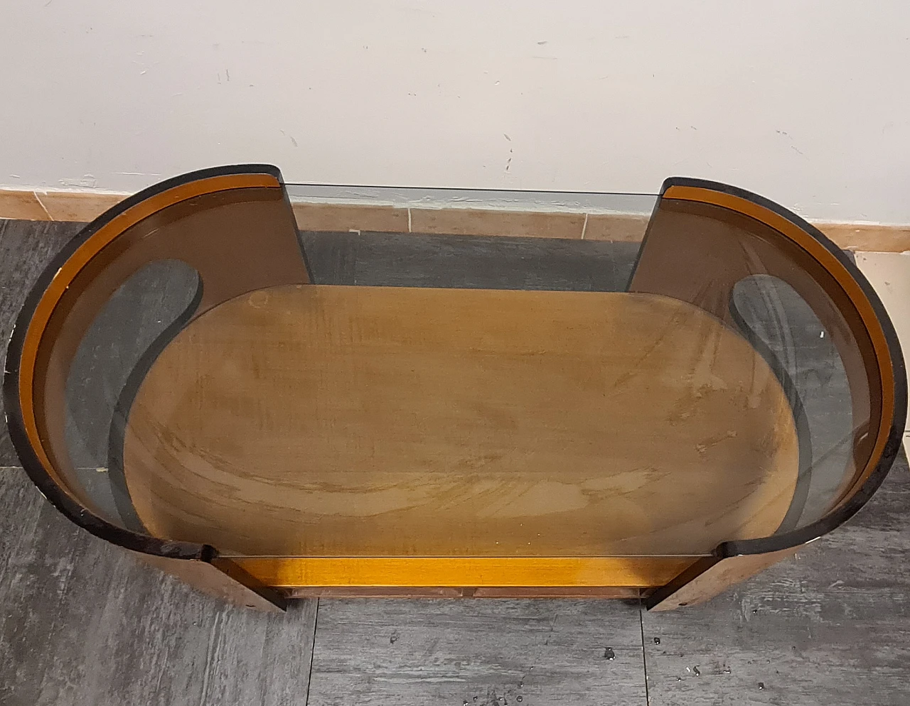 Wood and glass coffee table in the style of Joe Colombo, 1970s 8