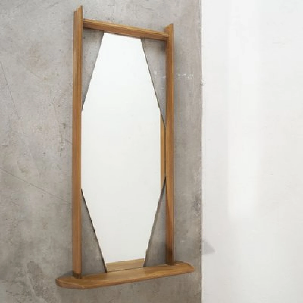 Hexagonal mirror with wooden frame attributed to Ico Parsi, 1960s 1