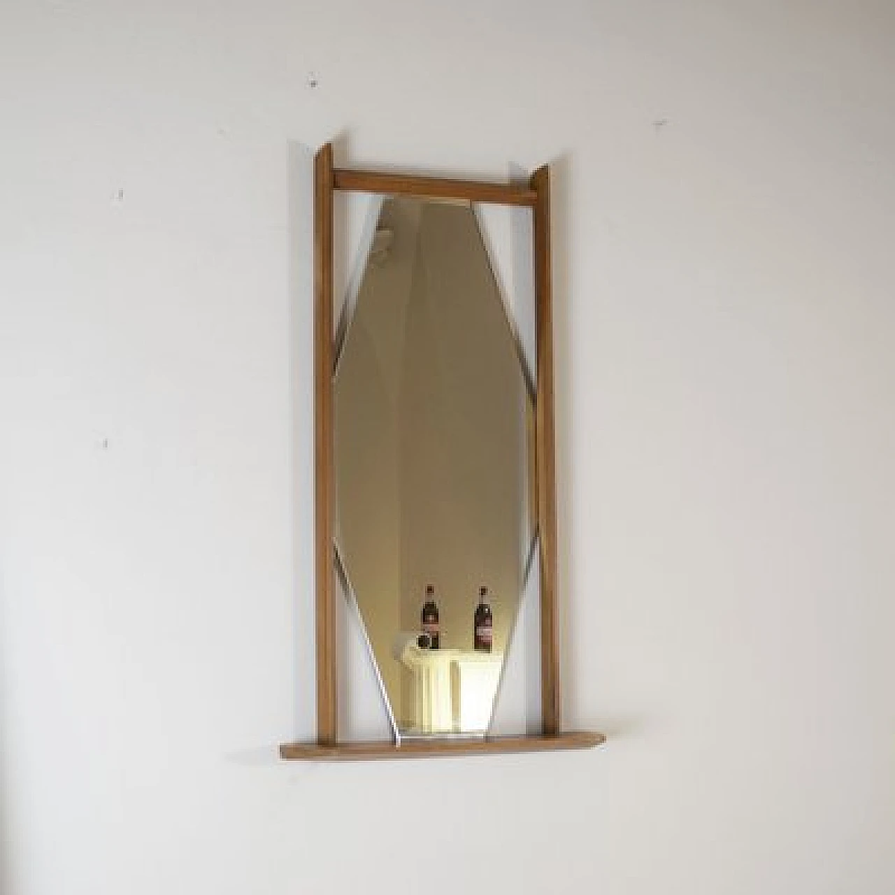 Hexagonal mirror with wooden frame attributed to Ico Parsi, 1960s 3