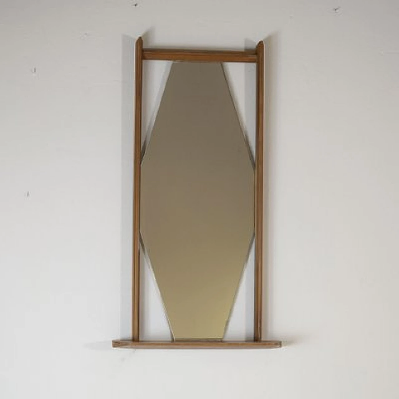 Hexagonal mirror with wooden frame attributed to Ico Parsi, 1960s 4