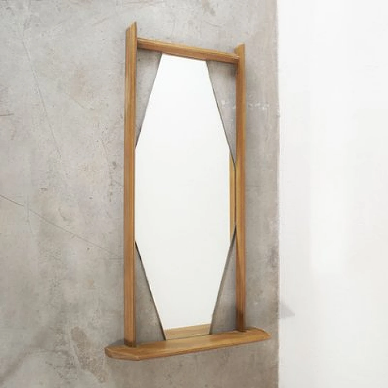Hexagonal mirror with wooden frame attributed to Ico Parsi, 1960s 5