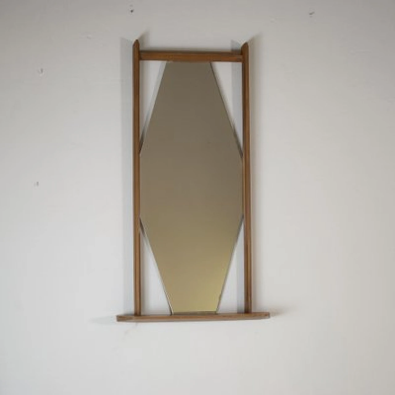 Hexagonal mirror with wooden frame attributed to Ico Parsi, 1960s 8