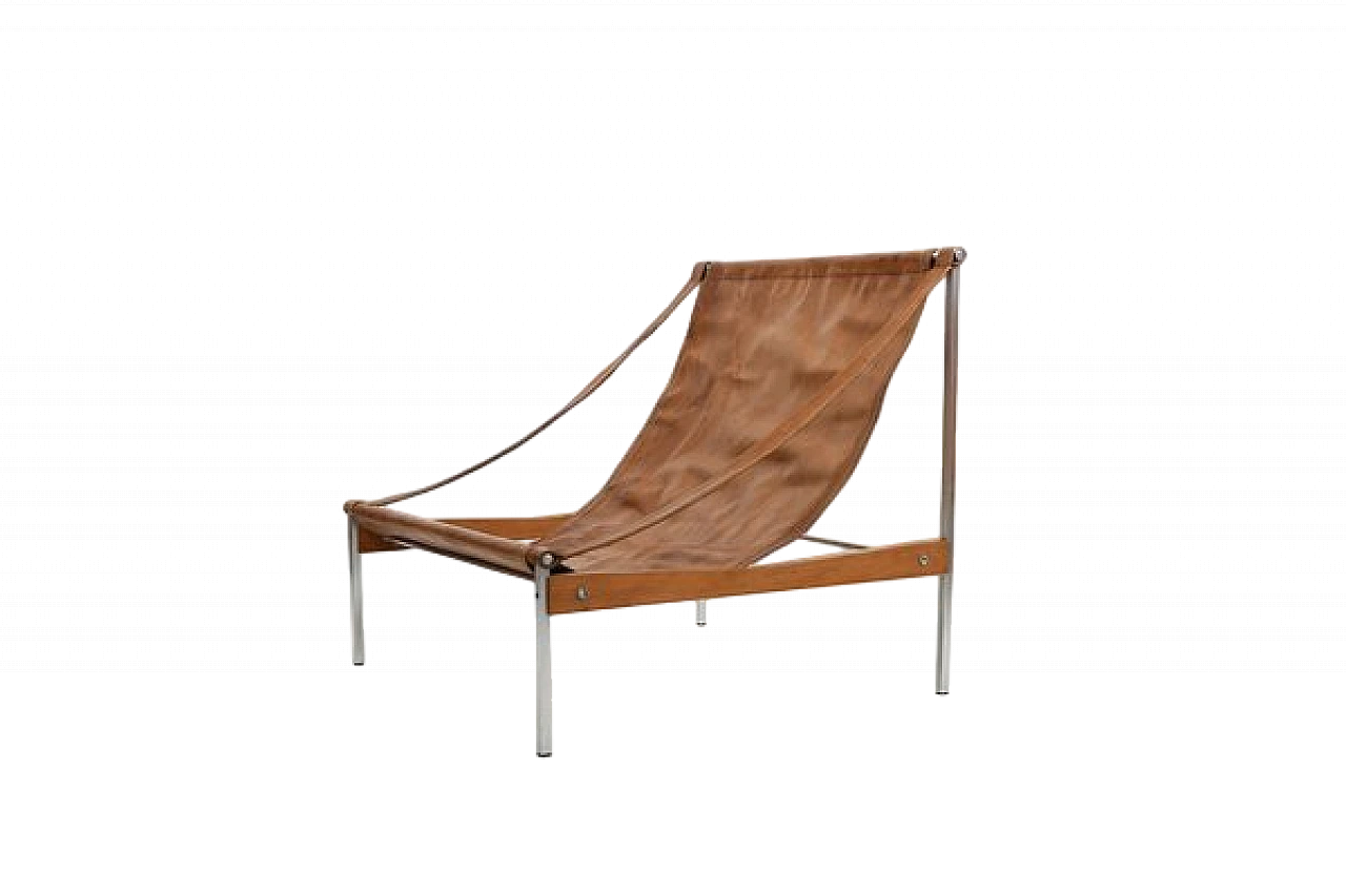 Bequem leather and steel armchair by Stig Poulsson, 1960s 16