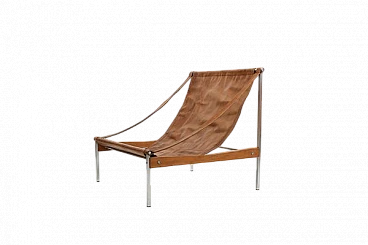 Bequem leather and steel armchair by Stig Poulsson, 1960s