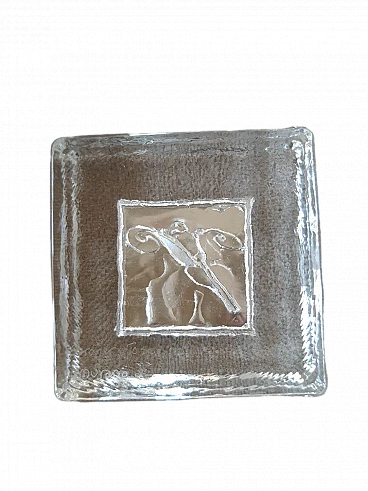 Fermacarte in vetro Murano e argento di Barovier & Toso, anni '60