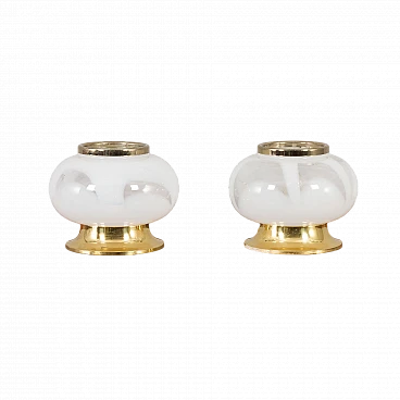 Pair of glass and brass table lamps by Zonca, 1970s