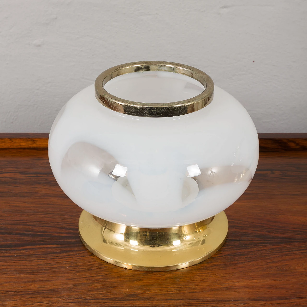 Coppia di lampade da tavolo in vetro e ottone di Zonca, anni '70 5