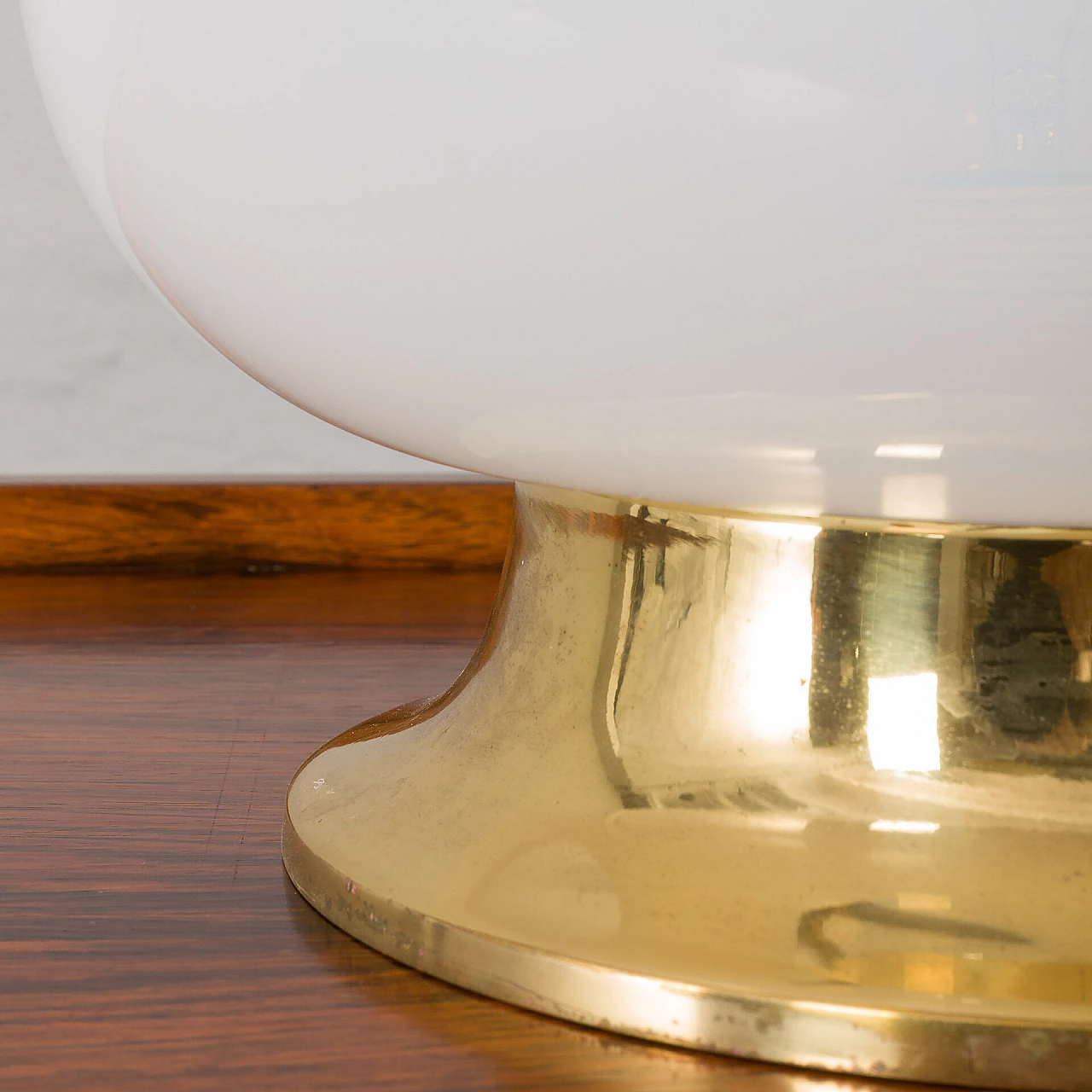 Coppia di lampade da tavolo in vetro e ottone di Zonca, anni '70 6