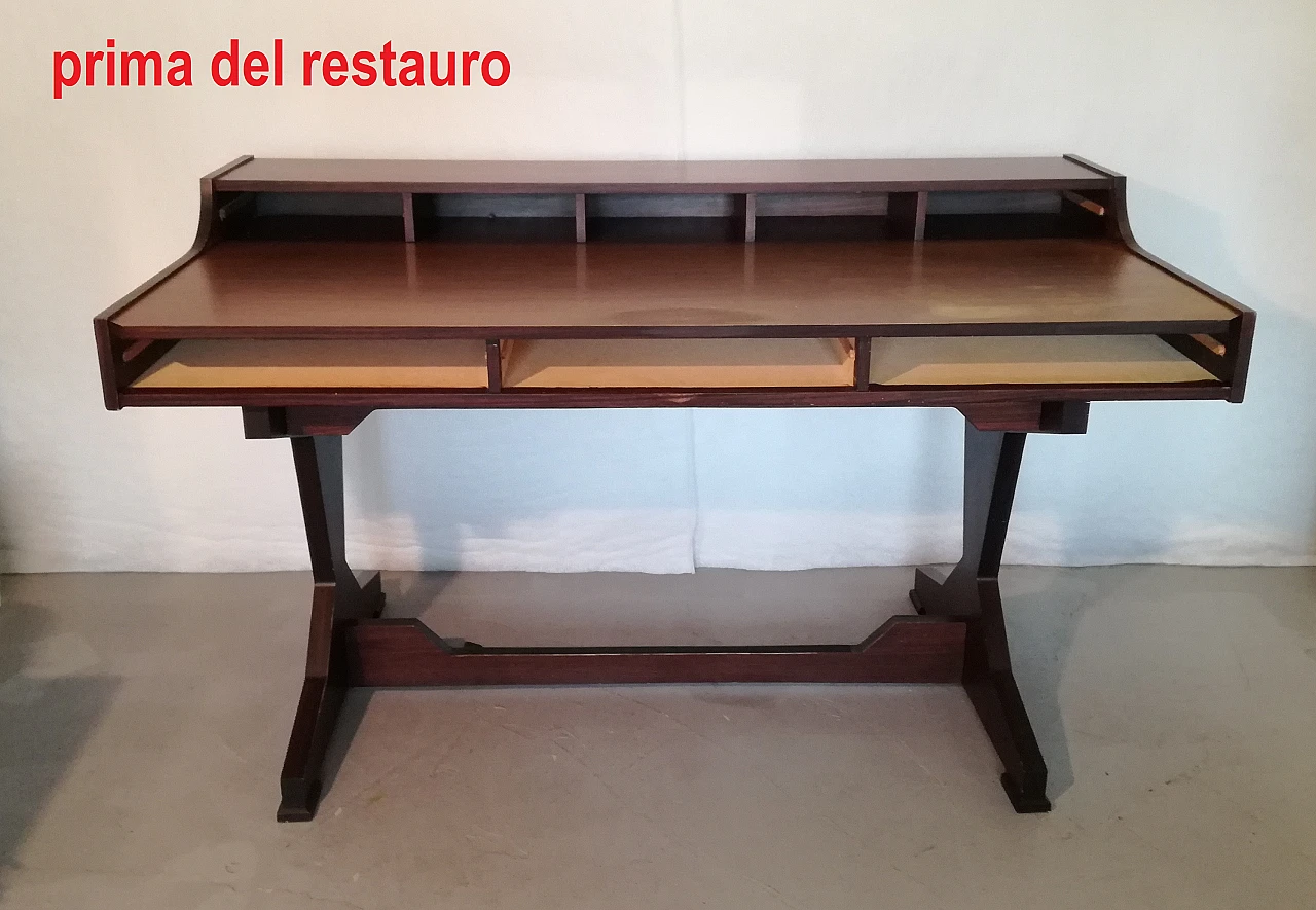 Rosewood desk with 5 drawers in G. Frattini's style, 1960s 17