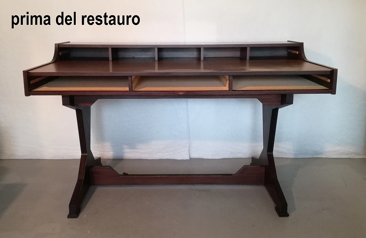 Rosewood desk with 5 drawers in G. Frattini's style, 1960s 19