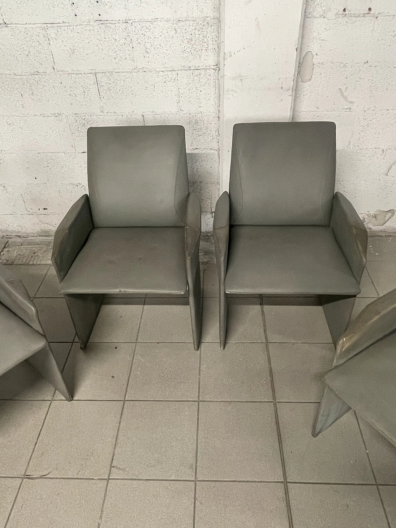 4 Leather armchairs by G. Offredi for Saporiti Italia, 1980s 14