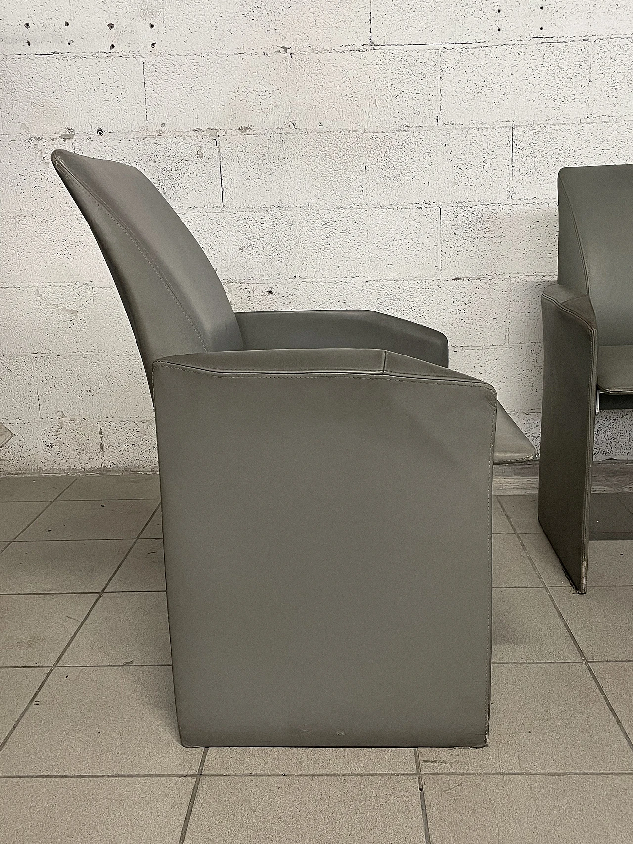 4 Leather armchairs by G. Offredi for Saporiti Italia, 1980s 16