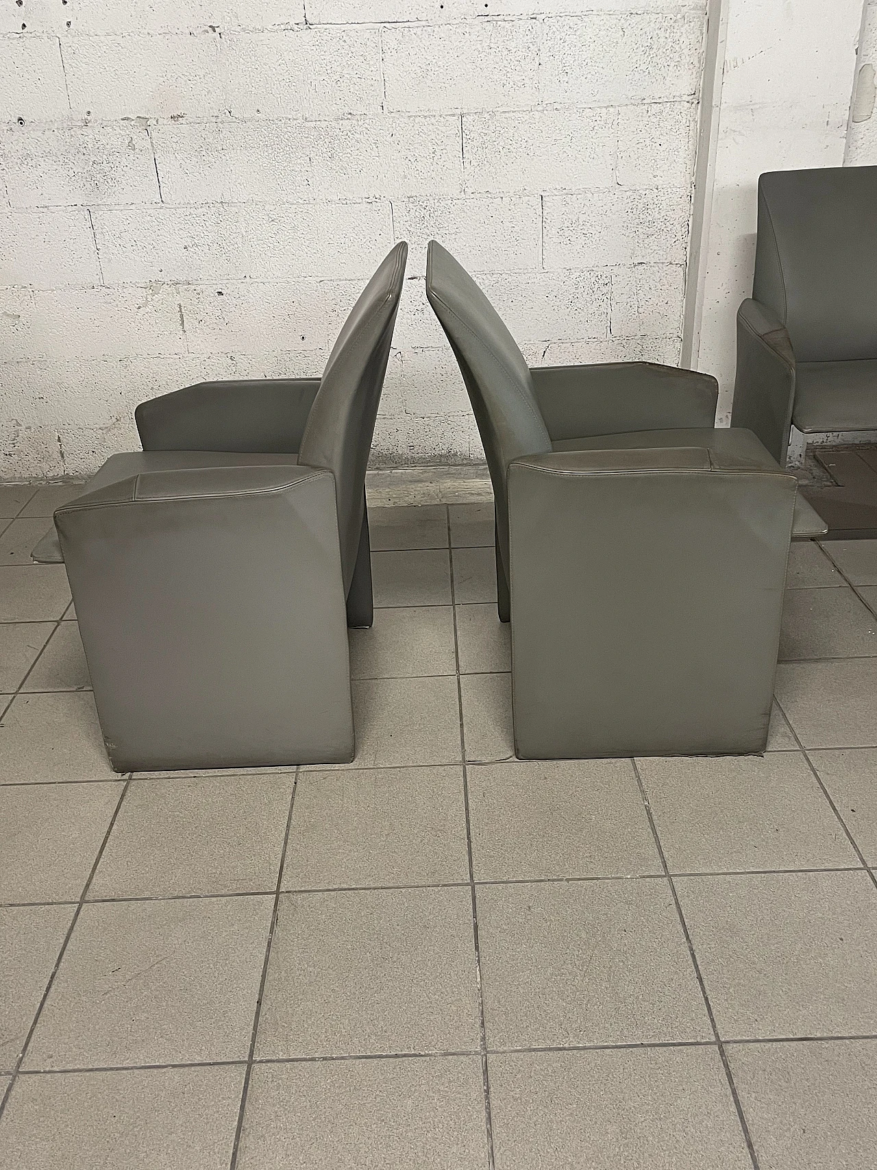 4 Leather armchairs by G. Offredi for Saporiti Italia, 1980s 18