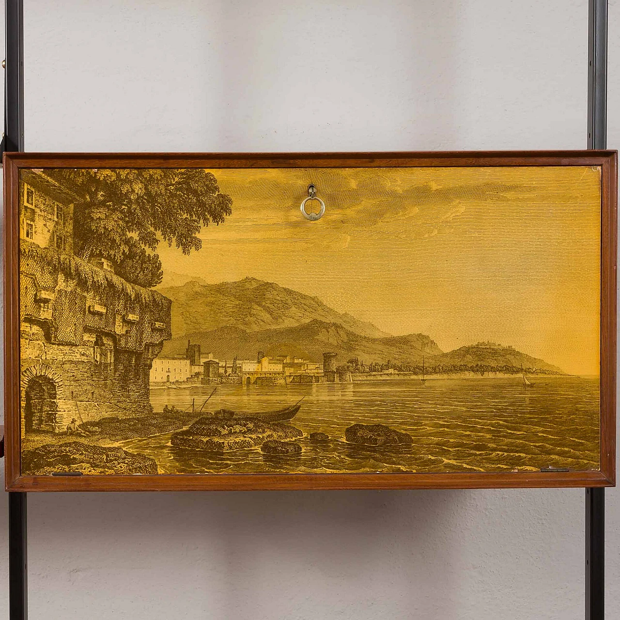 Floor-to-ceiling bookcase with decorated bar compartment, 1960s 8