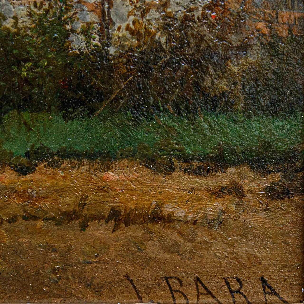 Leopold Bara, Donne ai bordi della strada, olio su tavola, '800 5