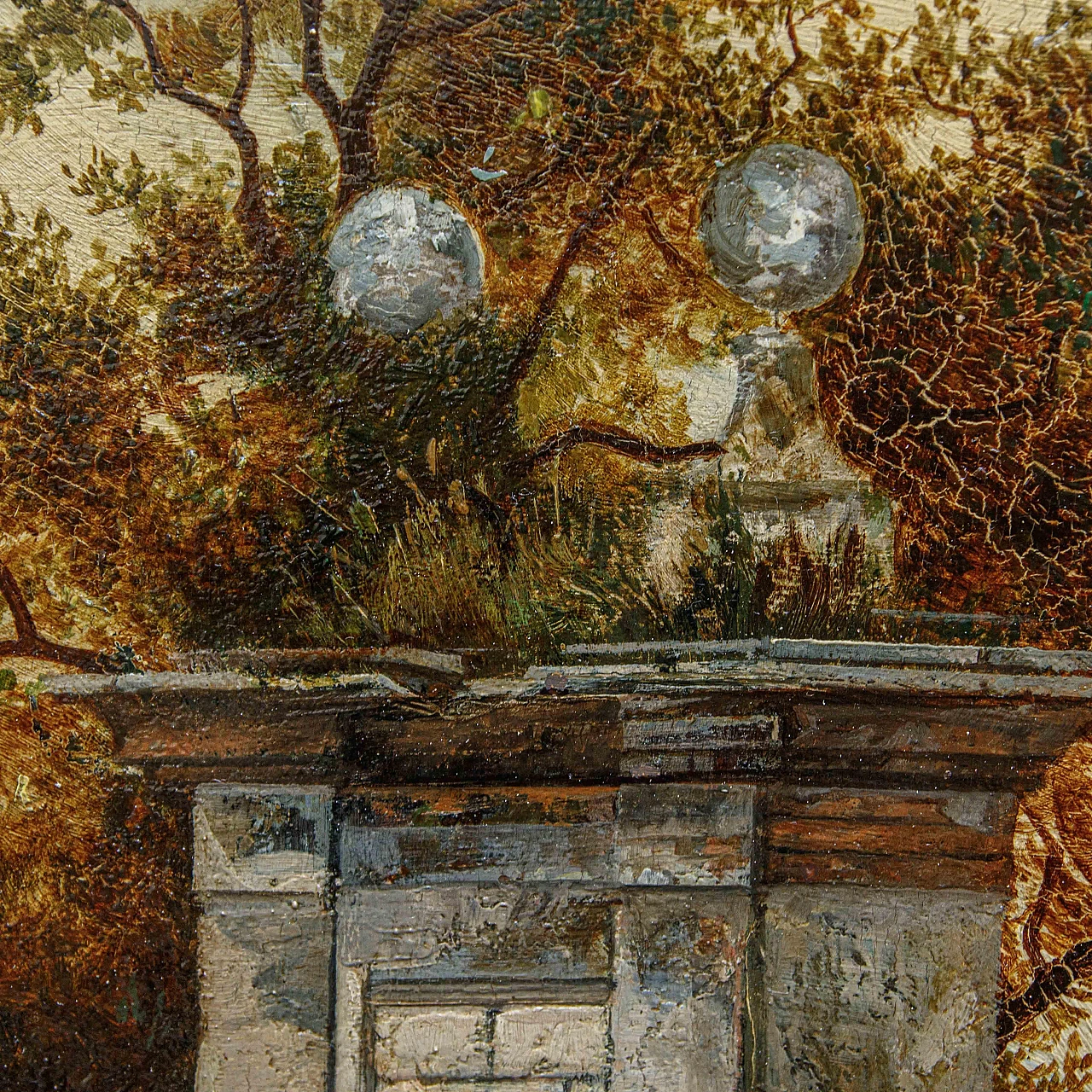 Leopold Bara, Donne ai bordi della strada, olio su tavola, '800 9