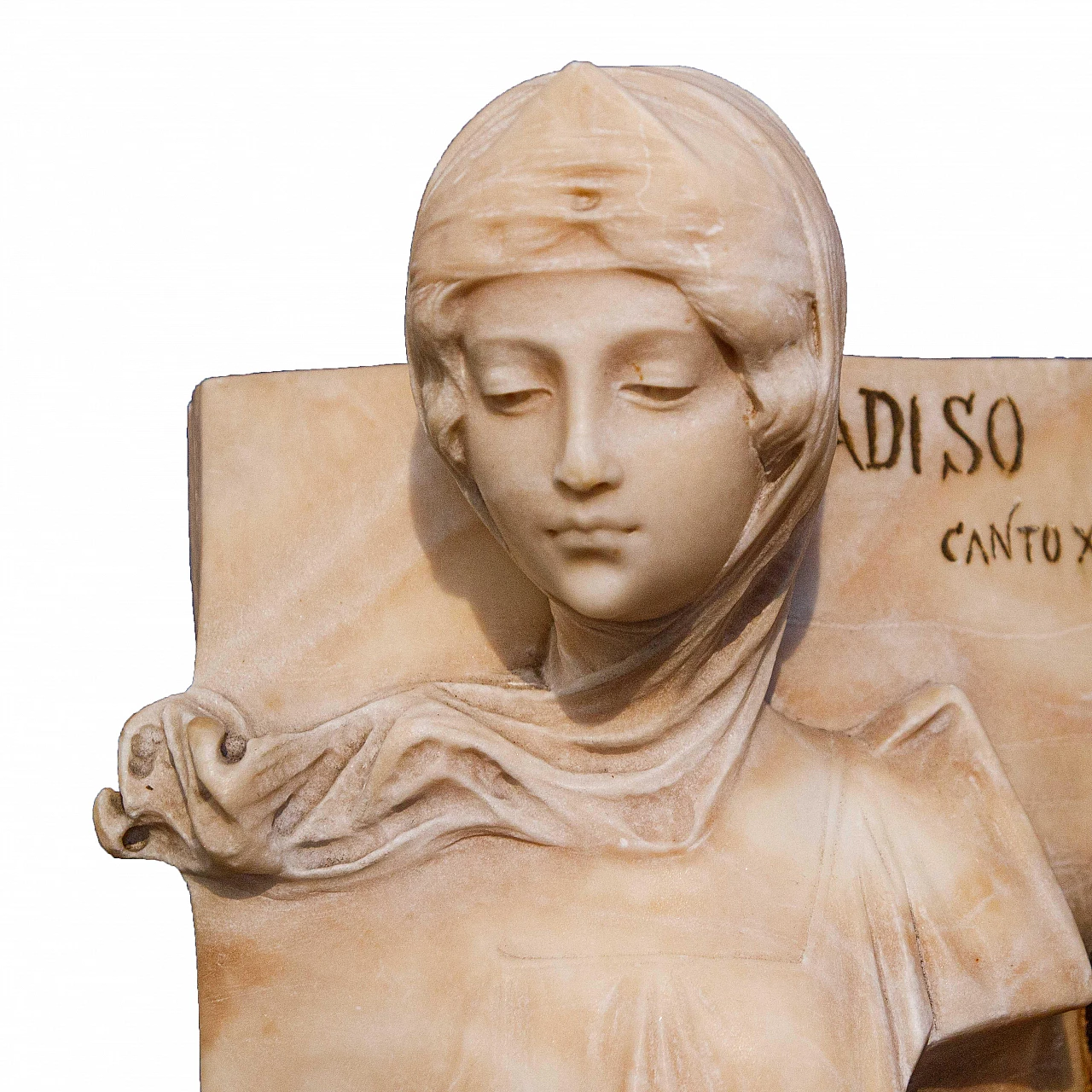 Dante e Beatrice, scultura in alabastro, inizio '900 2