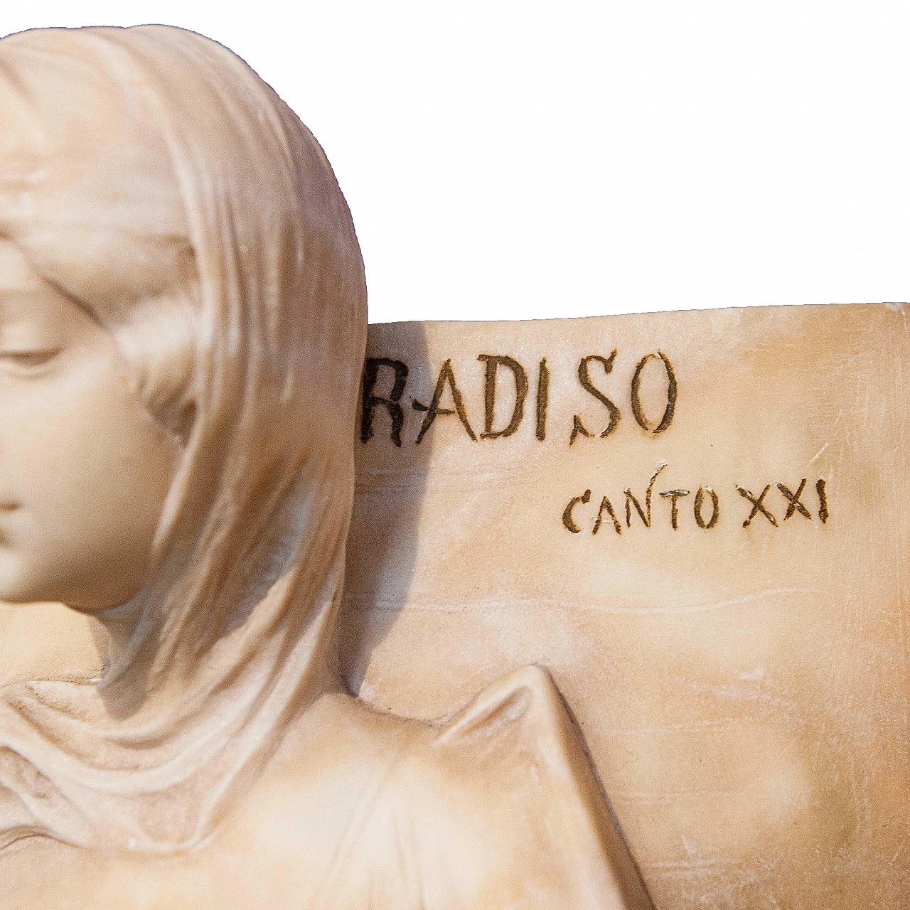 Dante e Beatrice, scultura in alabastro, inizio '900 4