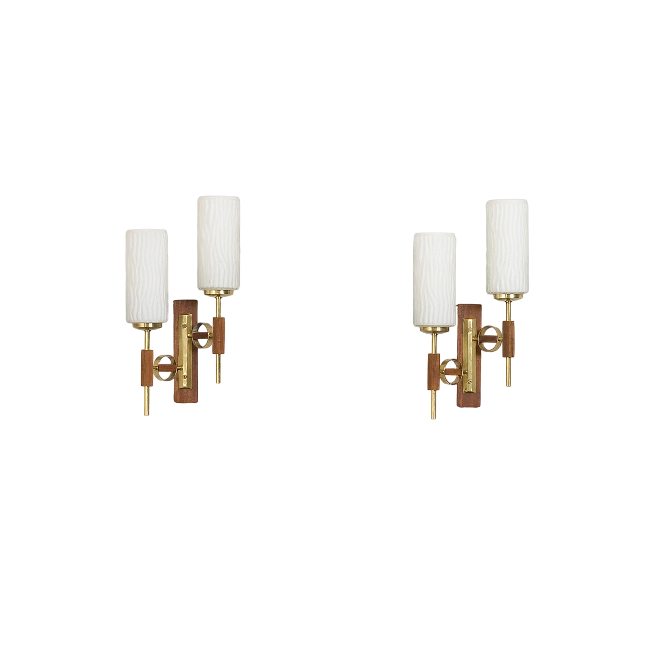 Pair of two-light wall lamps in the style of Lunel, 1960s 2