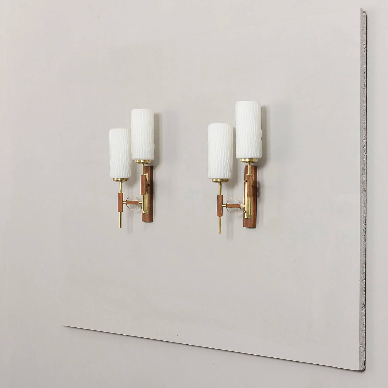 Pair of two-light wall lamps in the style of Lunel, 1960s 3