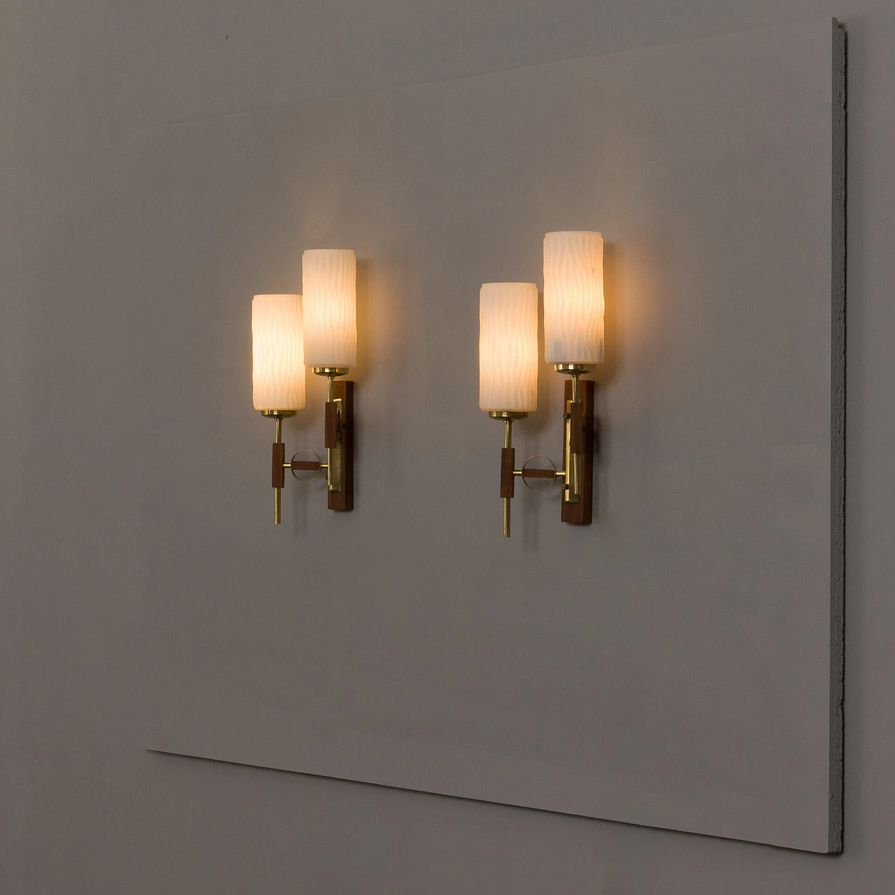 Pair of two-light wall lamps in the style of Lunel, 1960s 4