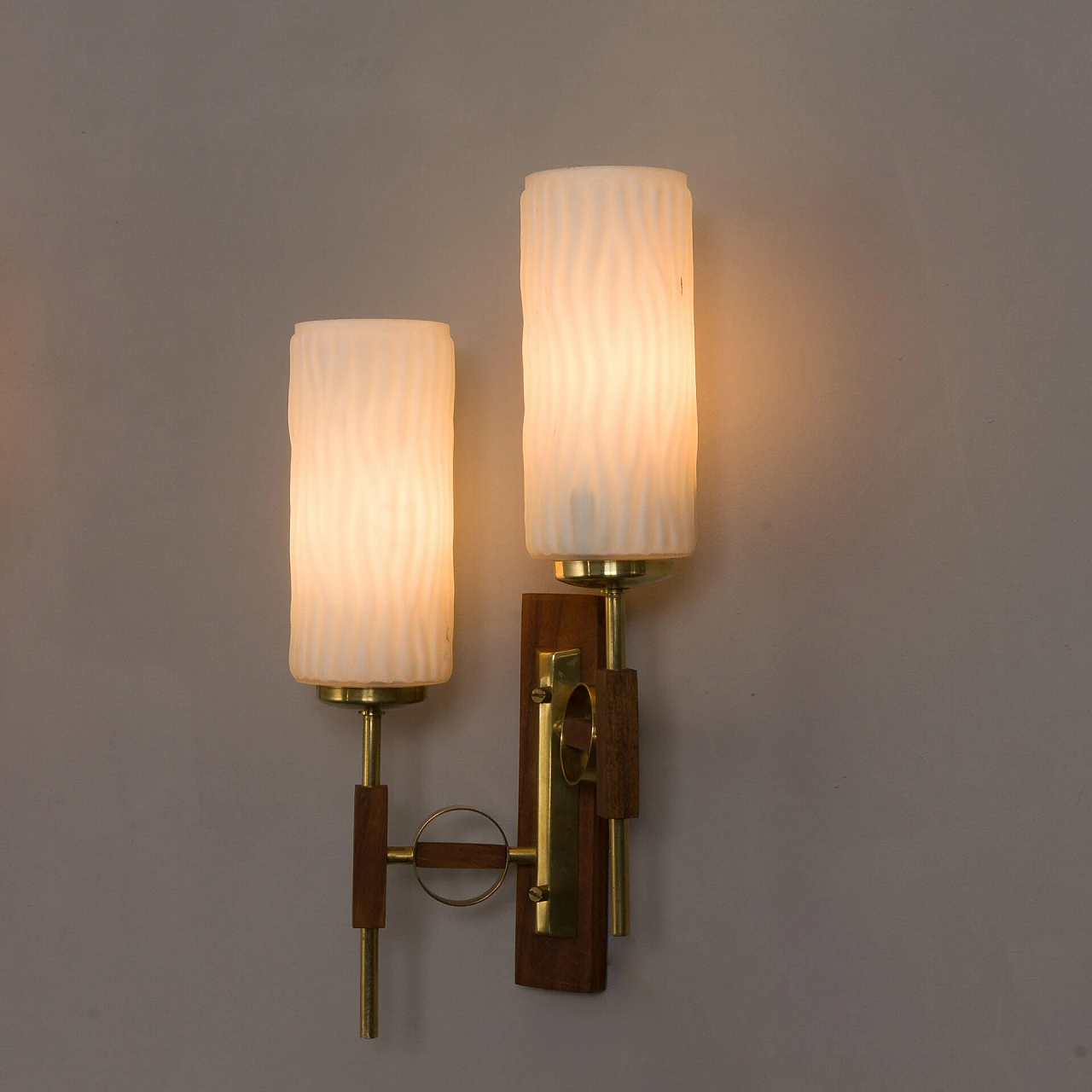 Pair of two-light wall lamps in the style of Lunel, 1960s 6