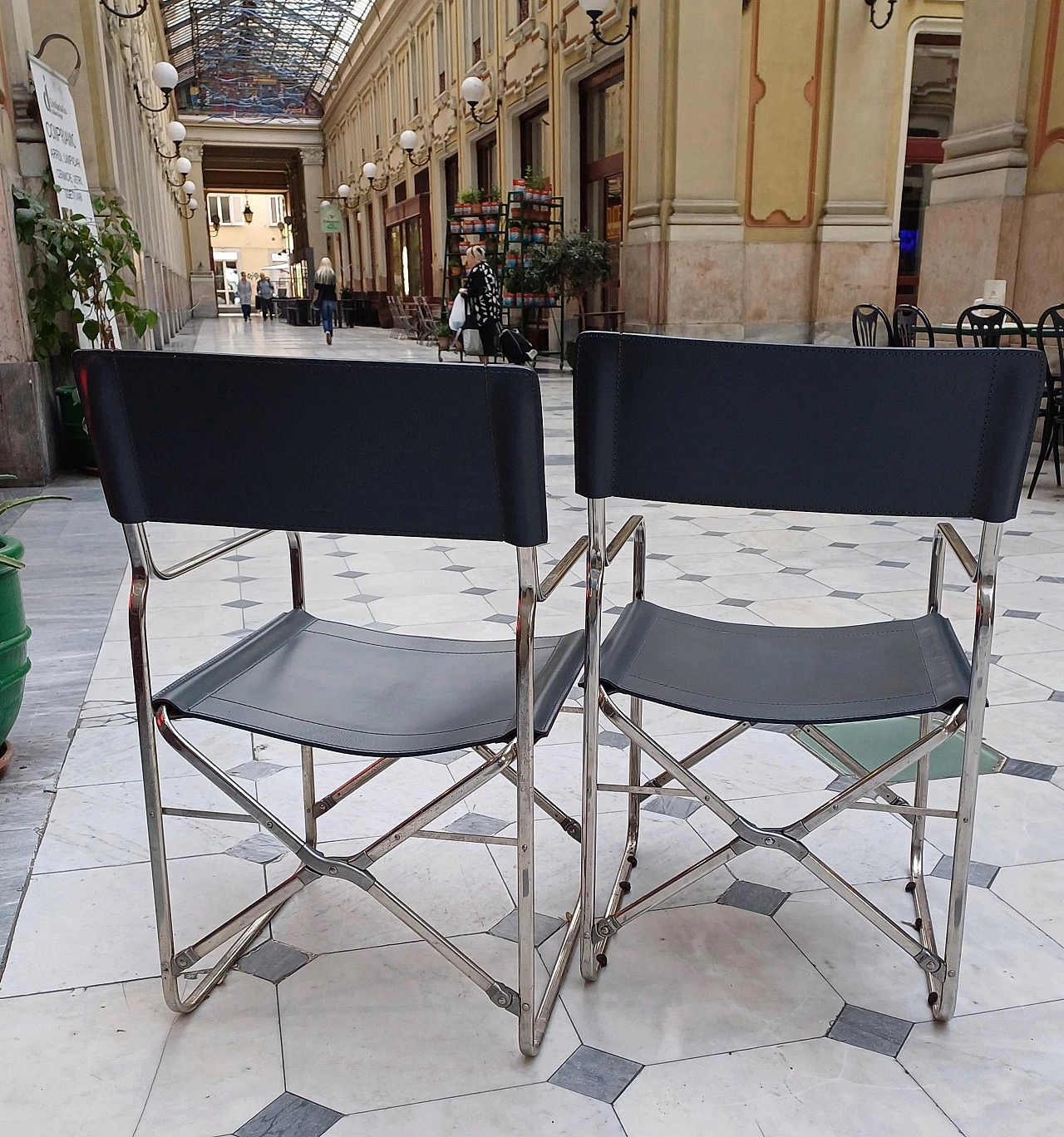 Pair of April folding chairs by Gae Aulenti for Zanotta 2