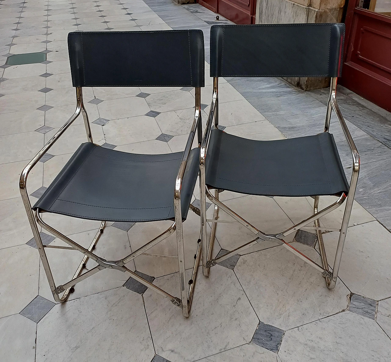 Pair of April folding chairs by Gae Aulenti for Zanotta 11