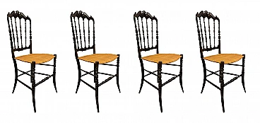 4 Chiavari chairs in wood and wicker