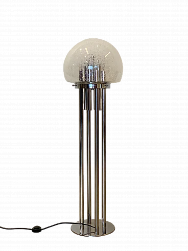Glass and chromed steel floor lamp in the style of Nason, 1970s