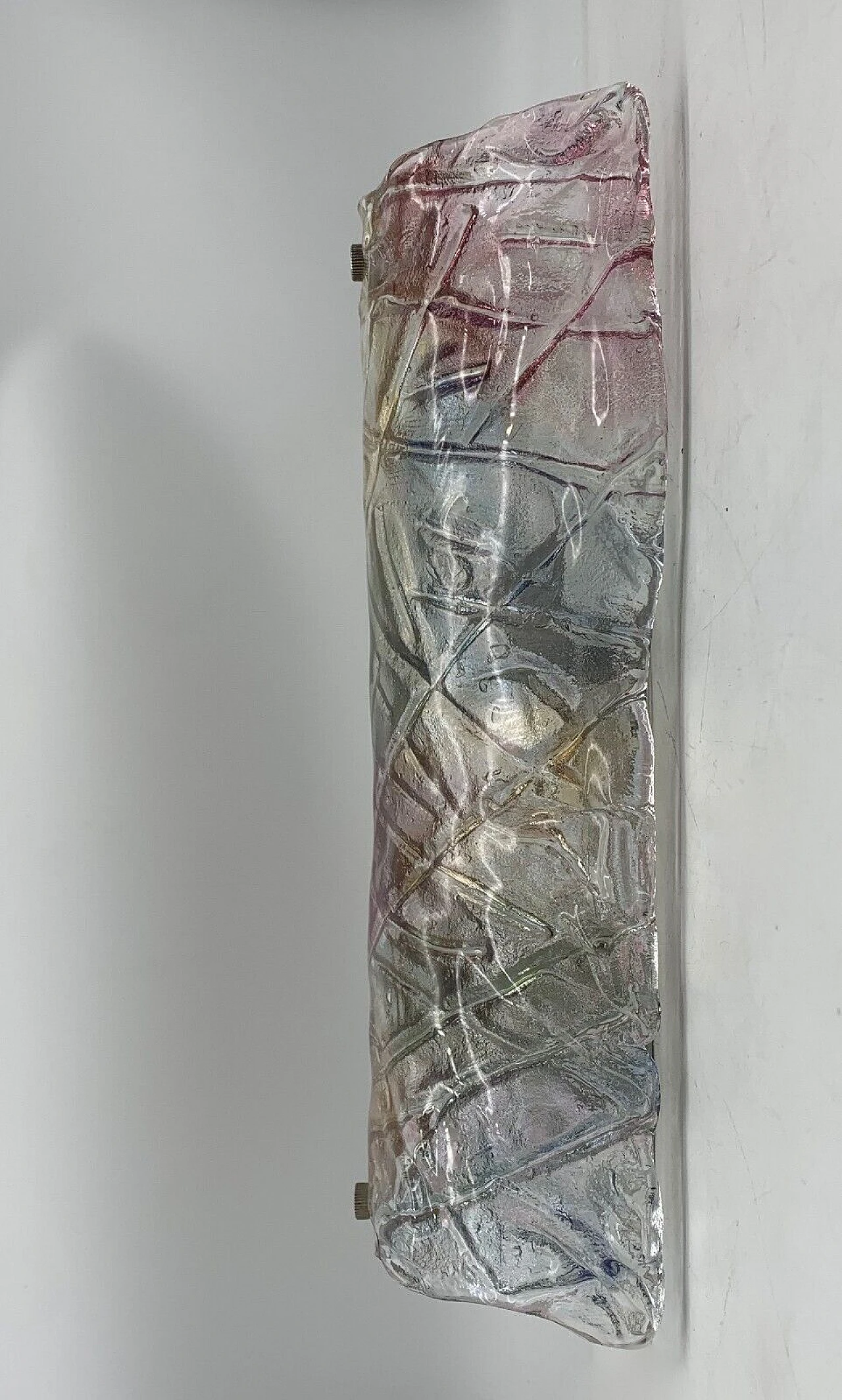 Coppia di applique in vetro multicolore attribuite a Mazzega, anni '80 7