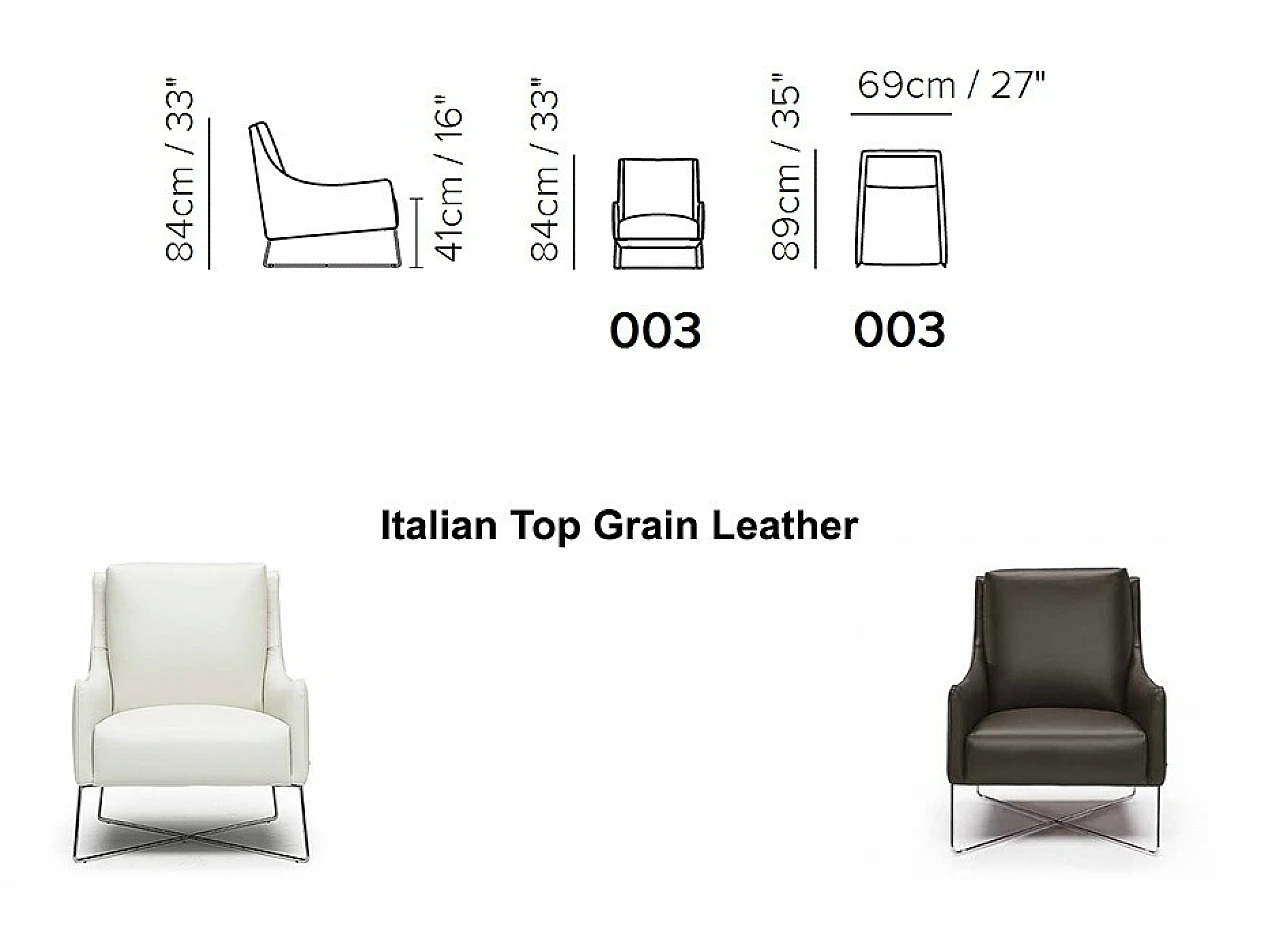 Pair of B903 Regina armchairs in leather by Natuzzi, 2000s 8