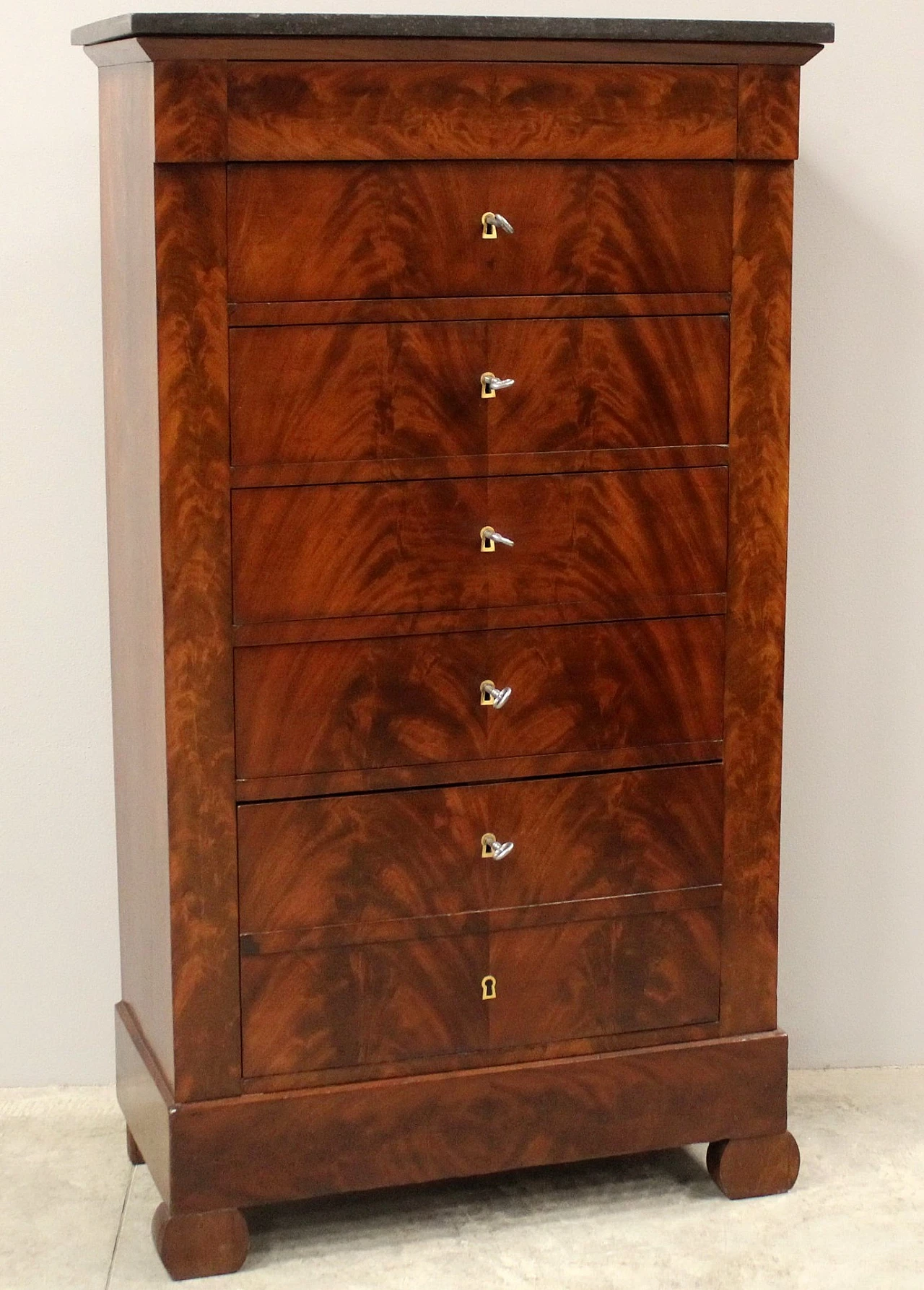 Louis Philippe mahogany and marble weekly dresser, mid-19th century 1