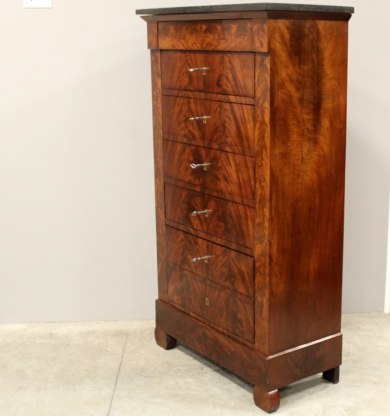 Louis Philippe mahogany and marble weekly dresser, mid-19th century 4