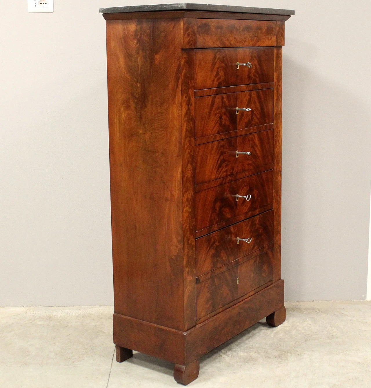 Louis Philippe mahogany and marble weekly dresser, mid-19th century 5